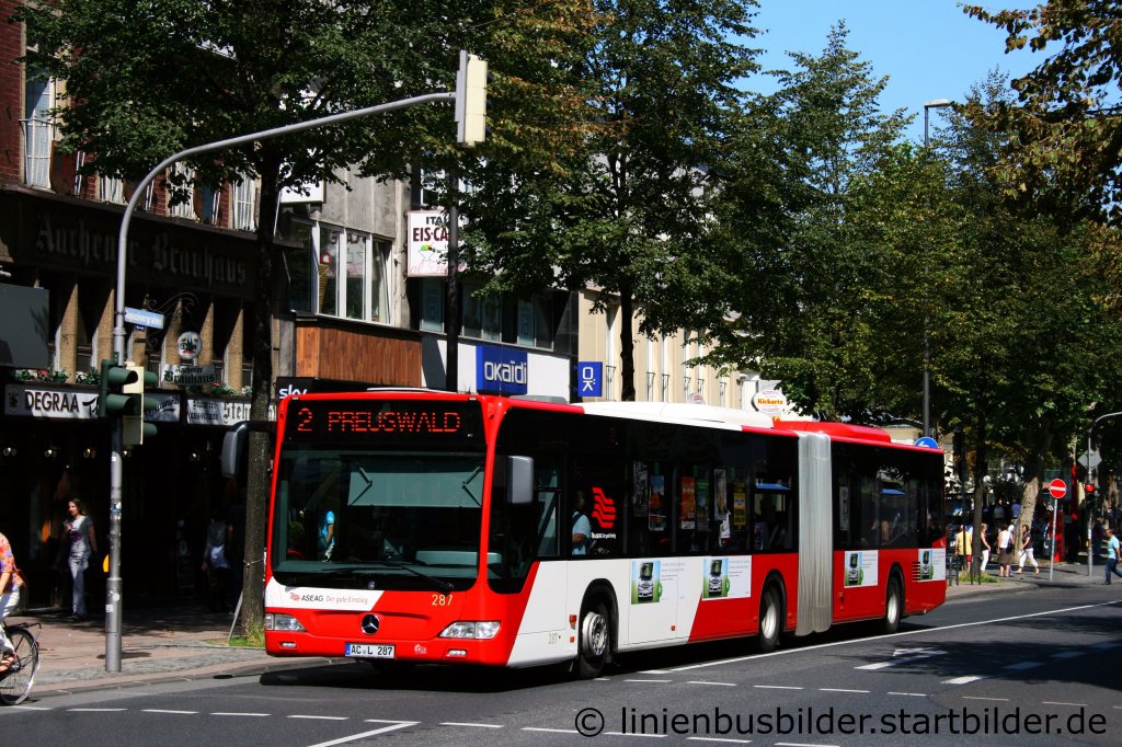 ASEAG 287 mit der Linie 2.
Aufgenommen am Luisenbrunnen in Aachen, 17.08.2011.