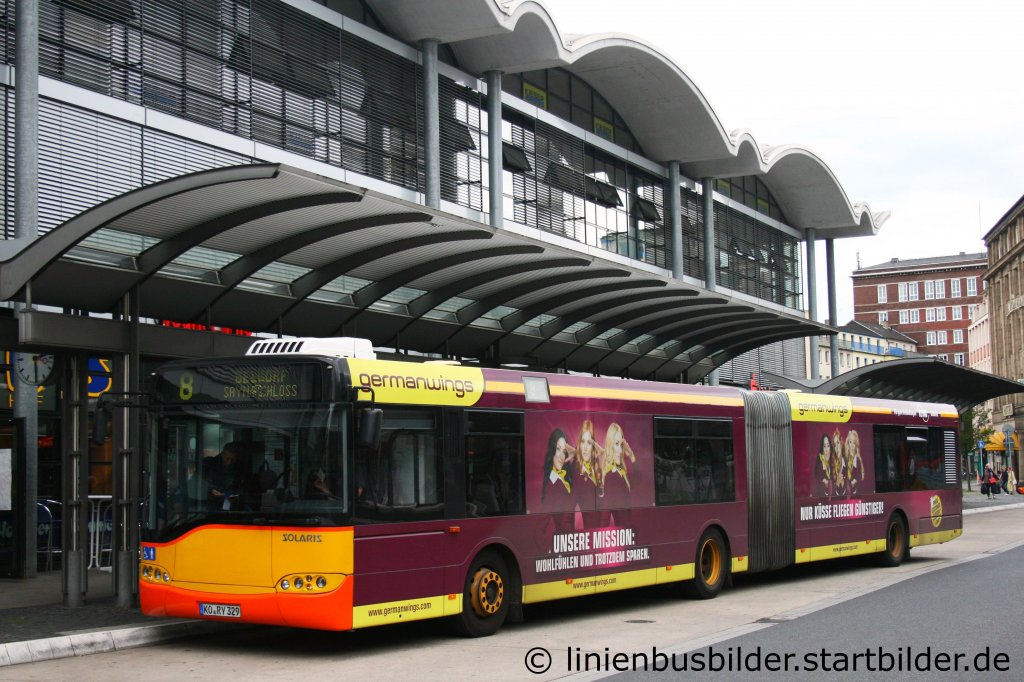 KEVAG 329.
Der Bus wirbt fr Germanwings.
Aufgenommen am HBF Koblenz, 28.8.2011.