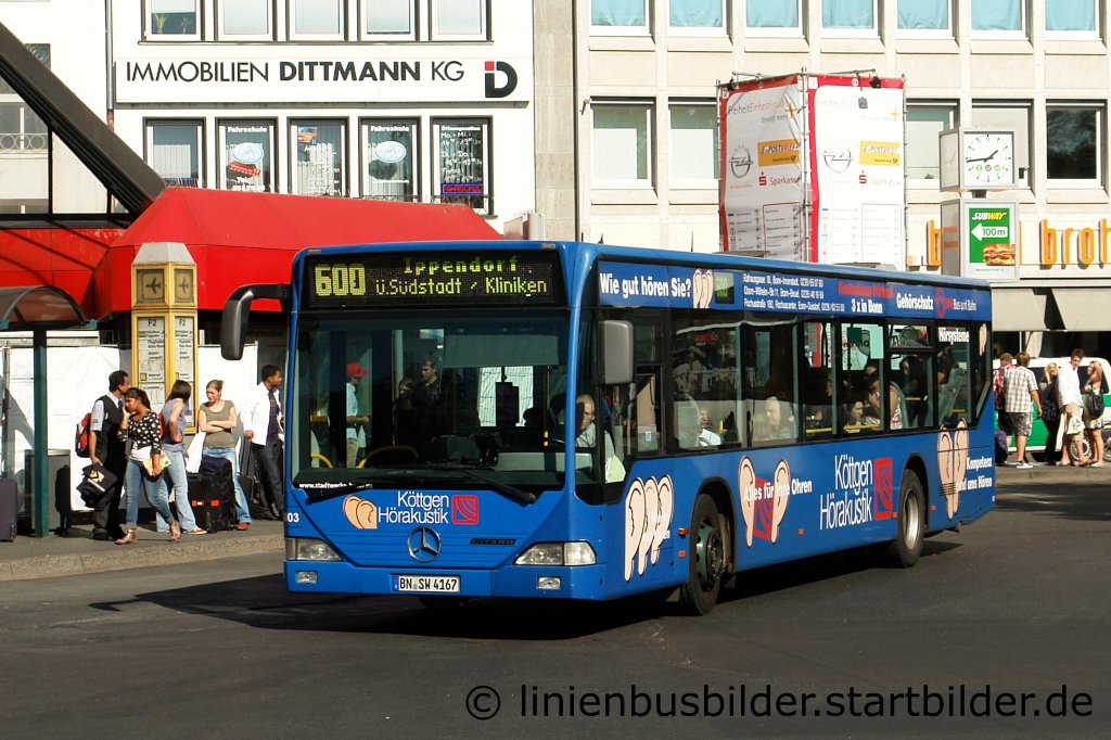 SWB 0003 mit der Linie 600 am HBF Bonn, 1.10.2011.
