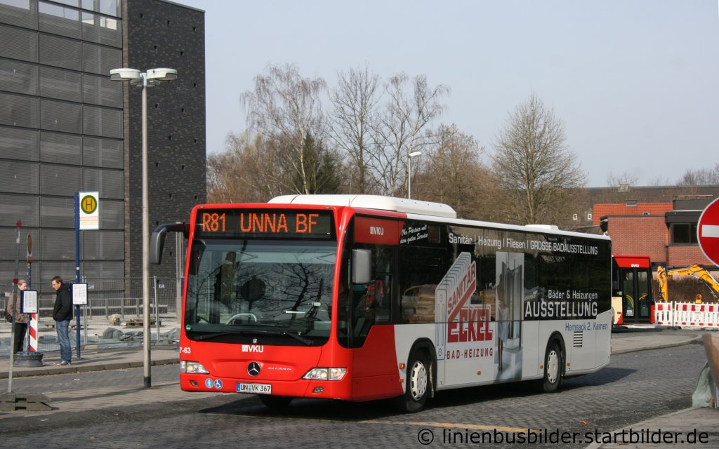 VKU 07-63 macht Werbung fr Sanitr Eckel.
Aufgenommen am Bahnhof Kamen, 12.3.2011.