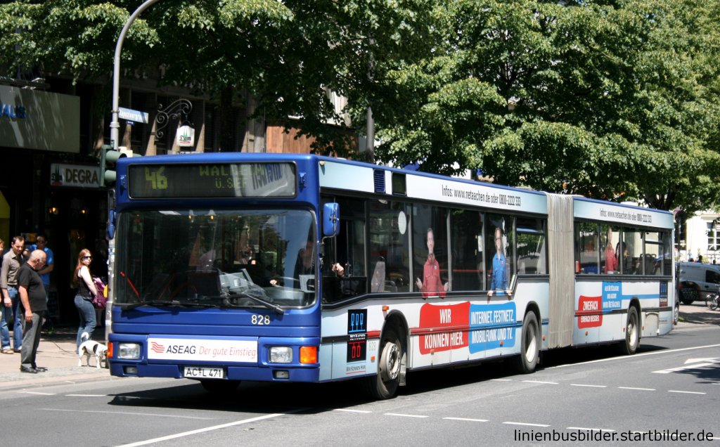 ASEAG 828 (AC L 471).
Der Bus macht Werbung fr Net Aachen.
Aufgenommen in Aachen Stadtmitte, 4.6.2010.